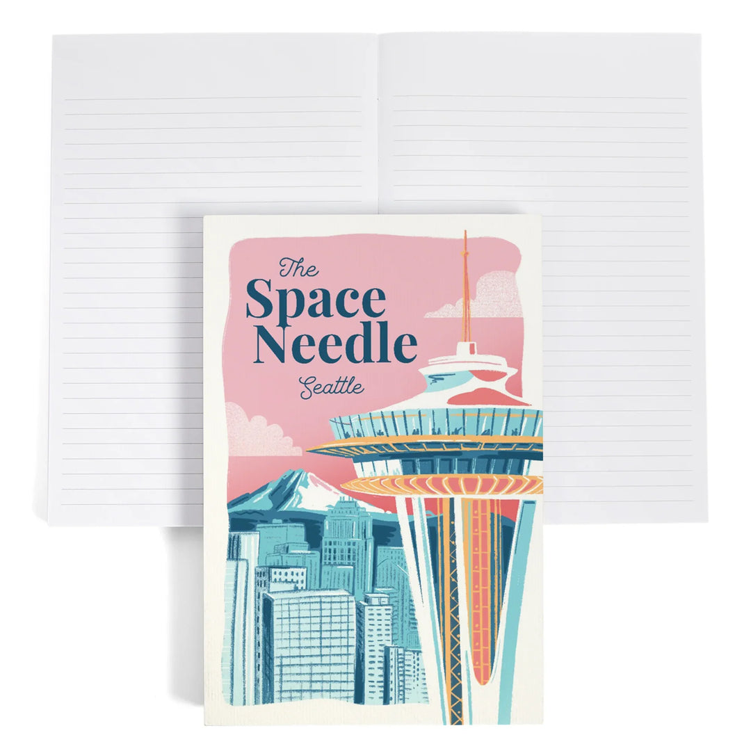 Lined 6x9 Journal, Seattle, Washington, Space Needle, Epic City Scene, Lay Flat, 193 Pages, FSC paper