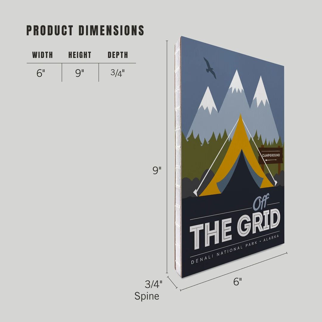 Lined 6x9 Journal, Denali National Park, Alaska, Off the Grid, Tent, Lay Flat, 193 Pages, FSC paper