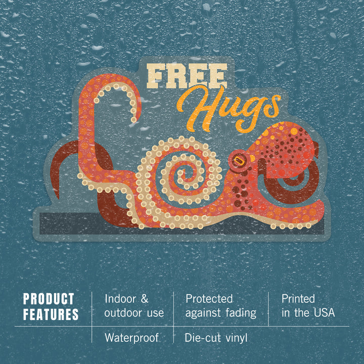 Octopus, Geometric, Free Hugs, Vinyl Sticker