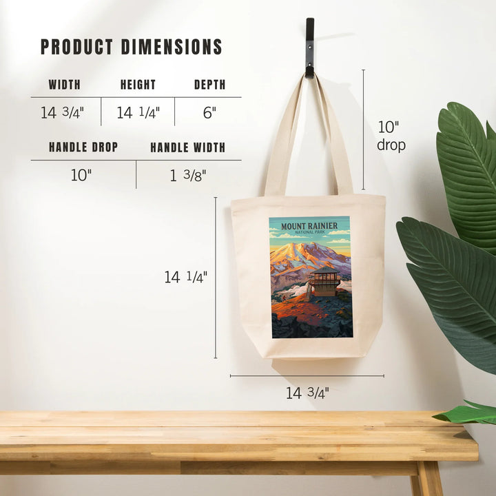 Mt Rainier National Park, Washington, Painterly, Mount Fremont Lookout, Tote Bag