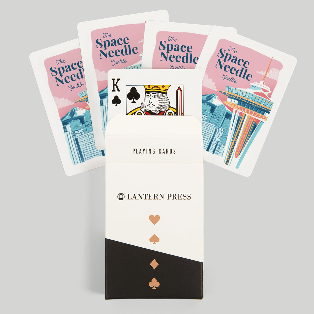 Playing Cards, Seattle, Washington, Space Needle, Epic City Scene, 52 Card Deck with Jokers in Box, Unique Art