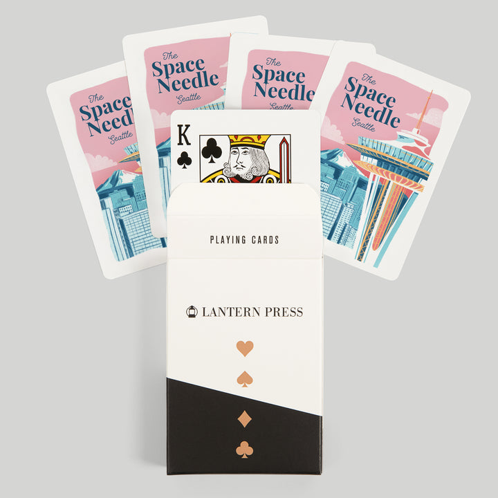 Playing Cards, Seattle, Washington, Space Needle, Epic City Scene, 52 Card Deck with Jokers in Box, Unique Art
