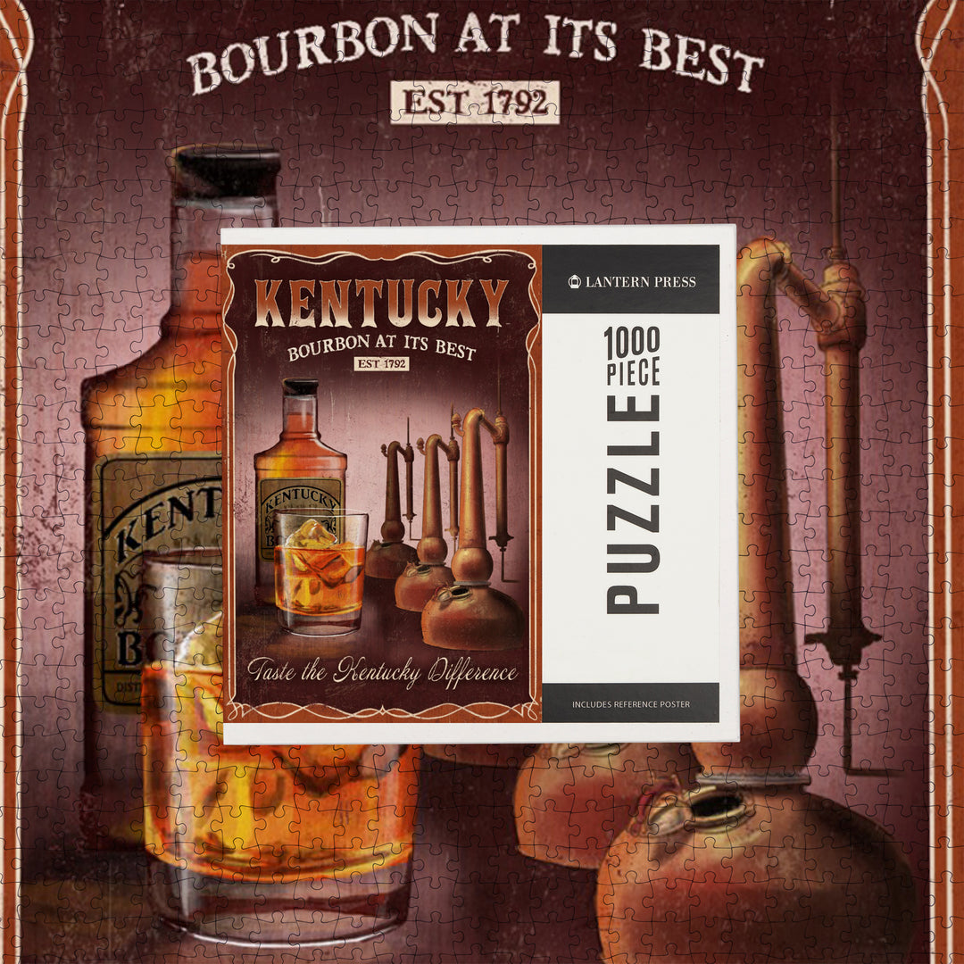 Kentucky, Whiskey Vintage Sign, Jigsaw Puzzle