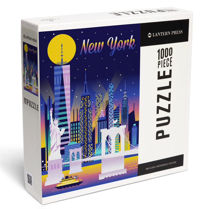 New York City, Retro Skyline Chromatic Series, Jigsaw Puzzle