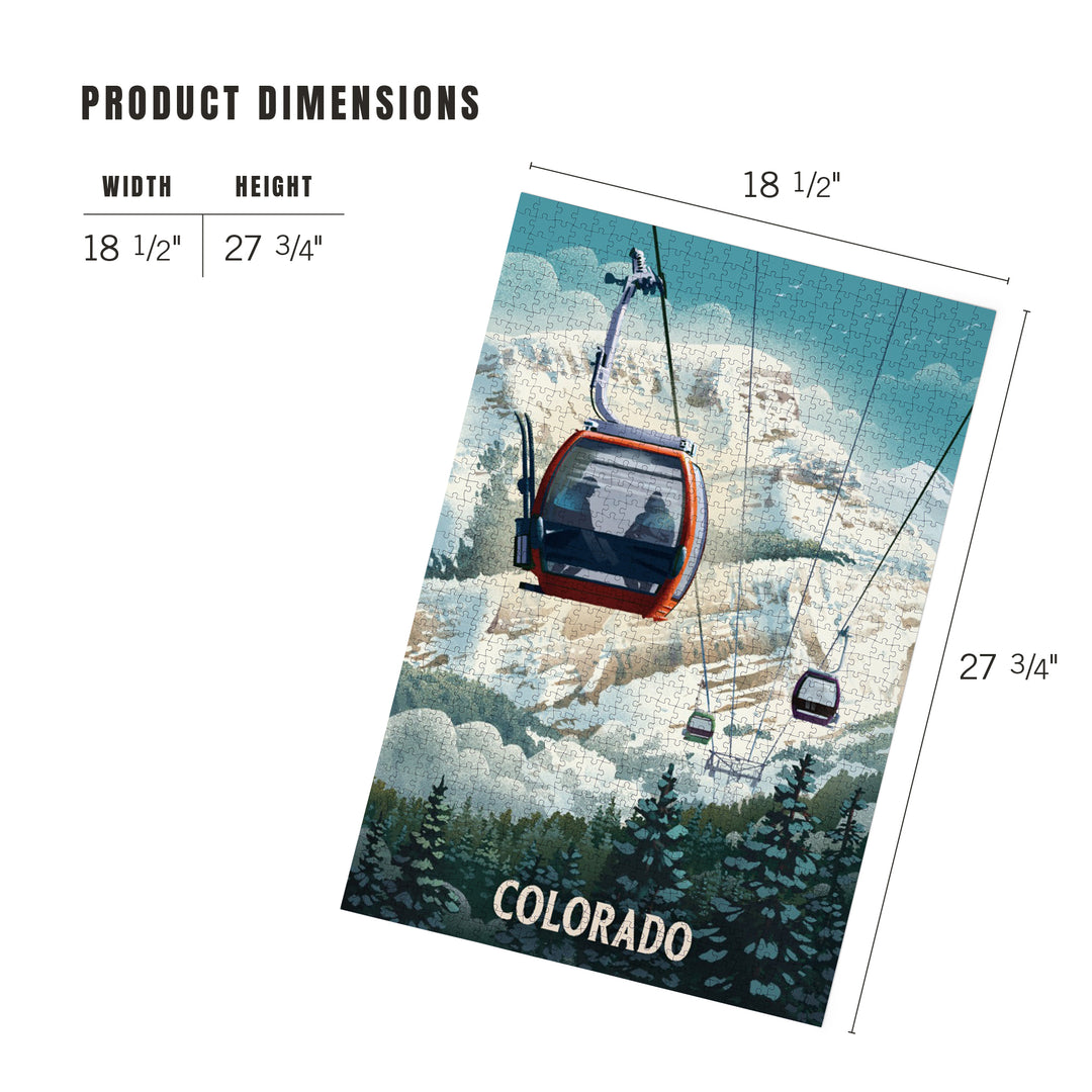 Colorado, Lithograph, Gondola, Orange, 1000 Piece Jigsaw Puzzle