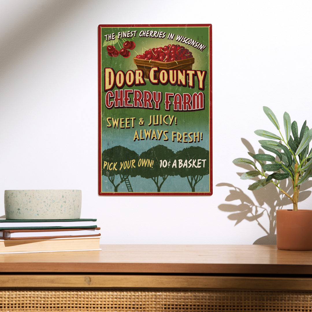 Door County, Wisconsin Cherry Sign, Wood Sign and Postcards
