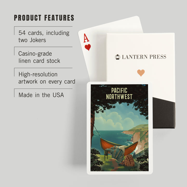 Playing Cards, Pacific Northwest, Today's Office, Coastal Series, Hammock on Beach, 52 Card Deck with Jokers in Box, Unique Art