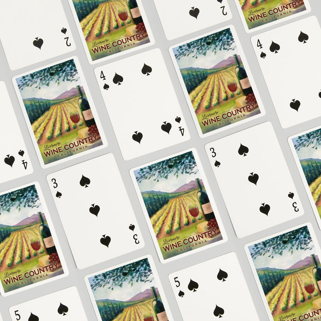 Playing Cards, Livermore, California, Wine Country, 52 Card Deck with Jokers in Box, Unique Art