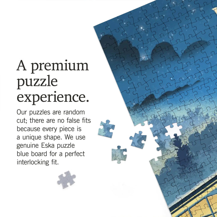 Vail, Colorado, Lithograph, Snow Lodge, Jigsaw Puzzle