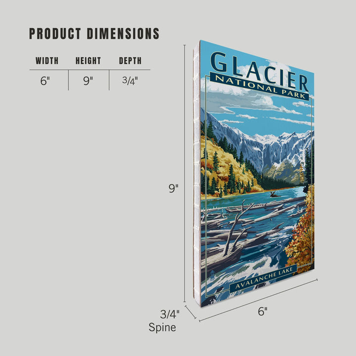 Lined 6x9 Journal, Glacier National Park, Montana, Avalanche Lake, Lay Flat, 193 Pages, FSC paper
