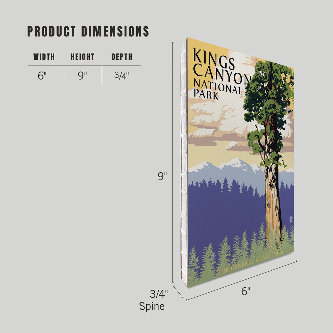 Lined 6x9 Journal, Kings Canyon National Park, California, General Grant Tree and Mountains, Lay Flat, 193 Pages, FSC paper