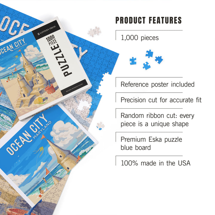 Ocean City, Maryland, Painterly, Soak Up Summer, Sand Castle, 1000 Piece Jigsaw Puzzle