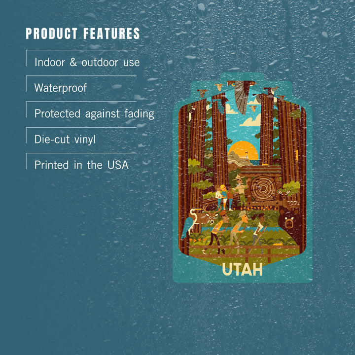 Utah, Geometric, Forest, Vinyl Sticker
