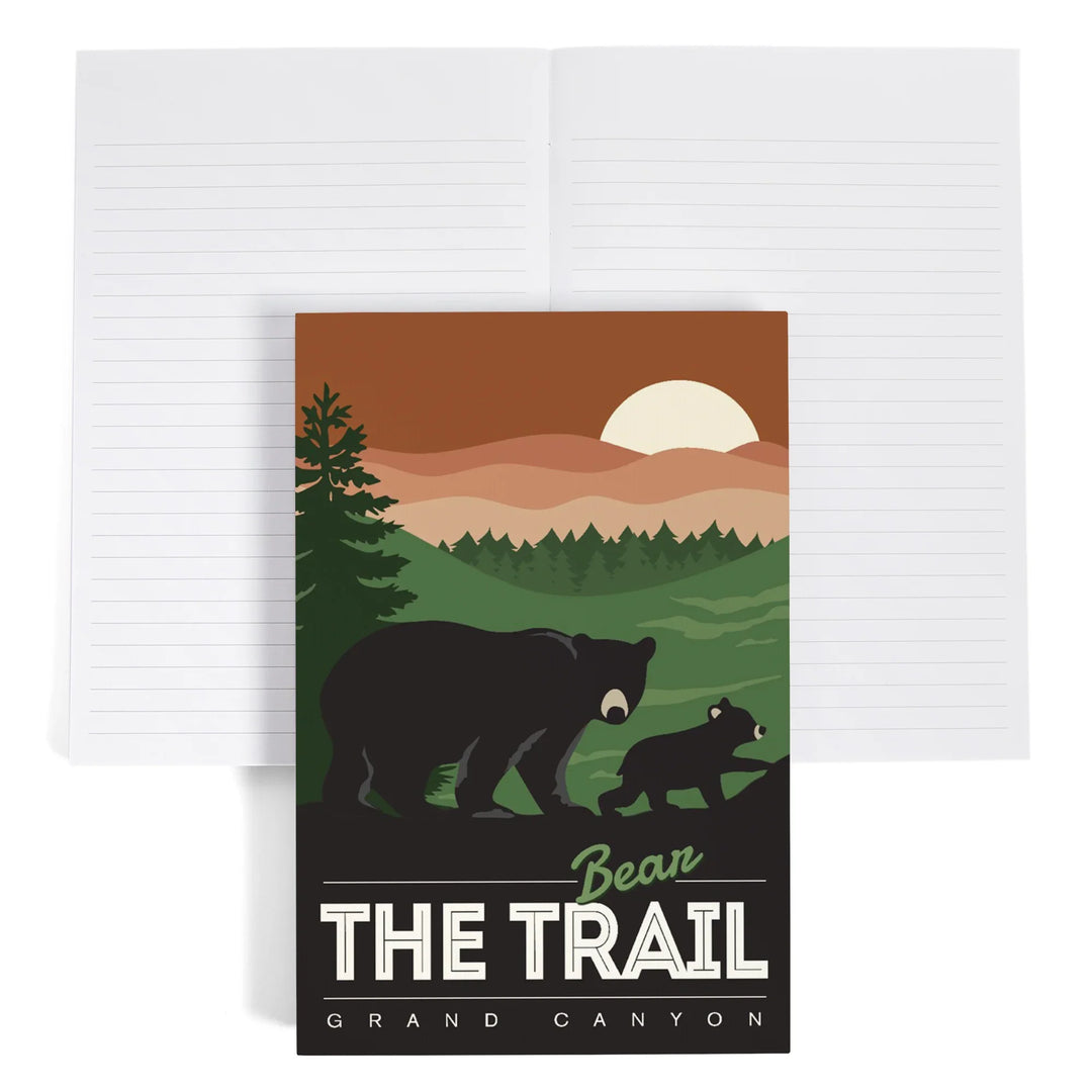 Lined 6x9 Journal, Grand Canyon National Park, Arizona, Bear the Trail, Vector Style, Lay Flat, 193 Pages, FSC paper