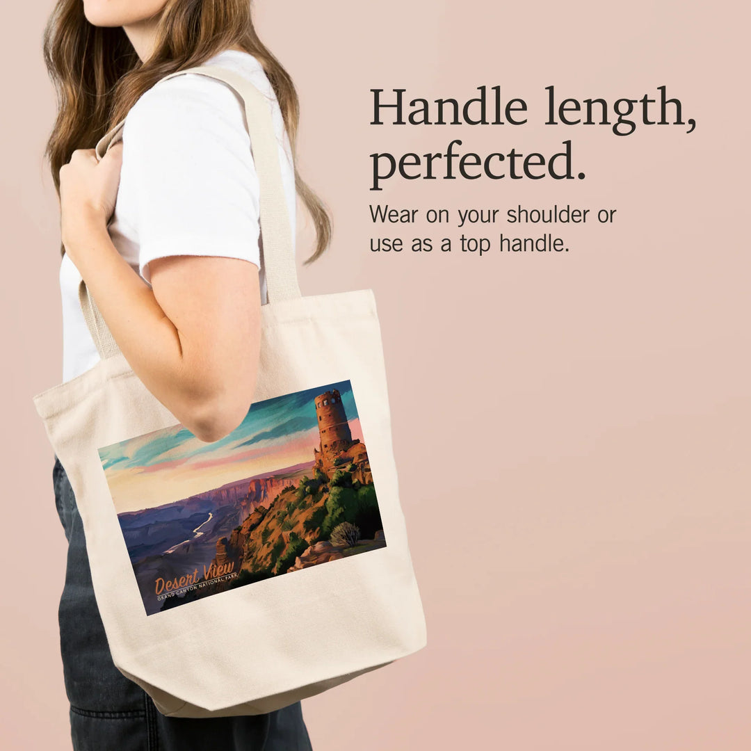 Grand Canyon National Park, Watchtower, Oil Painting, Tote Bag