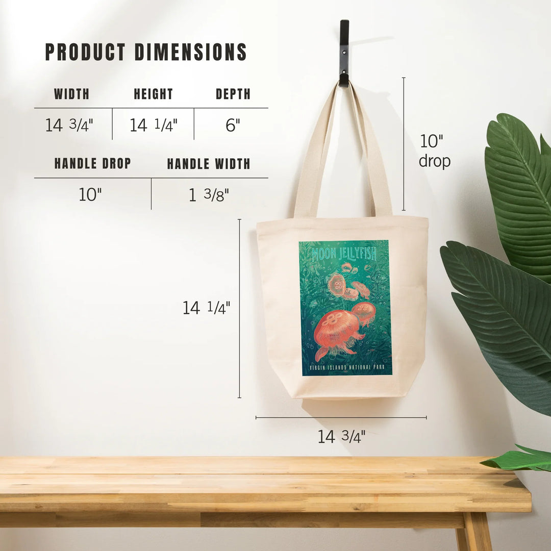 Virgin Islands National Park, Fluid Linework, Moon Jellyfish, Tote Bag