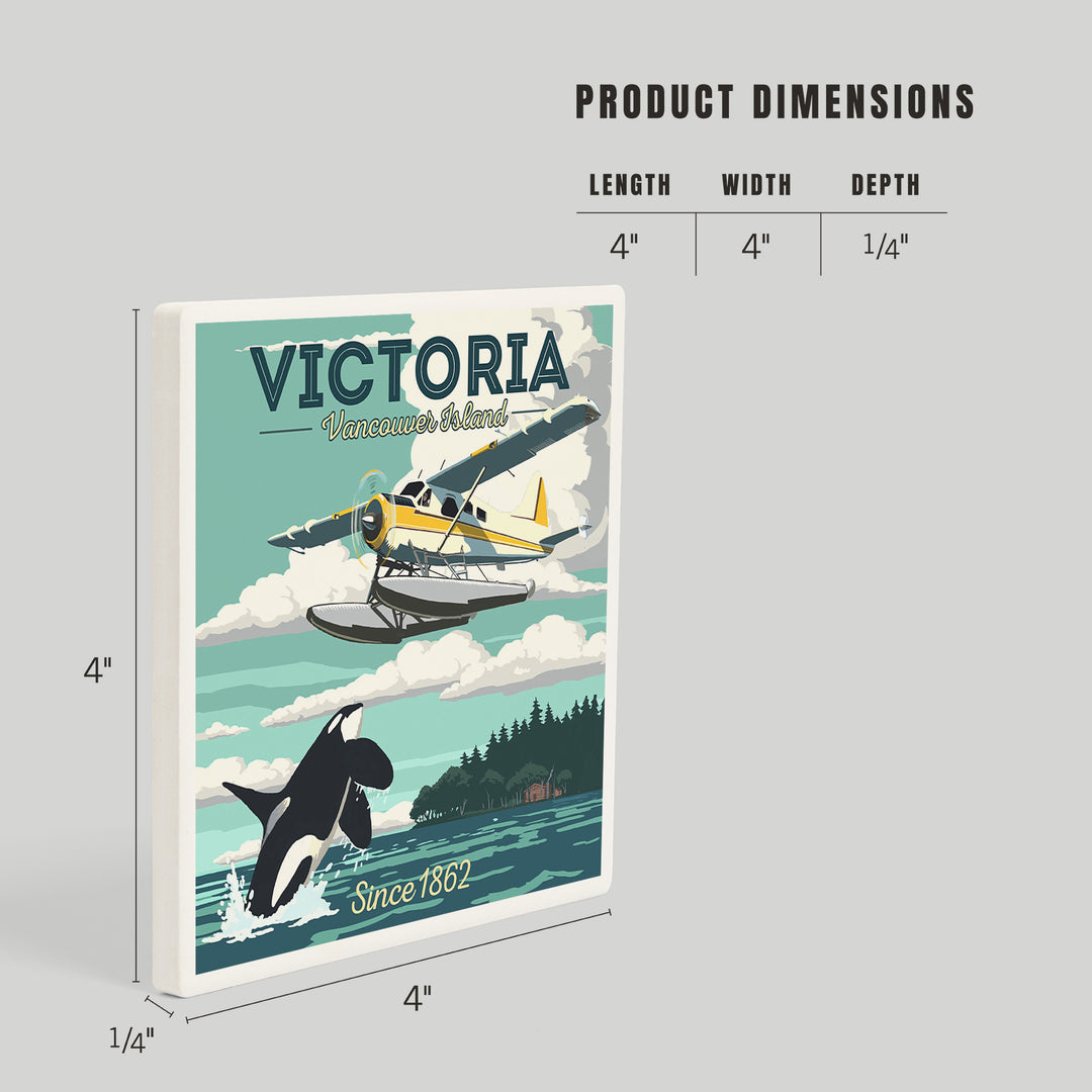 Victoria, Vancouver Island, Painterly, Float Plane and Orca, Coasters