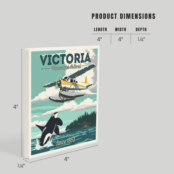 Victoria, Vancouver Island, Painterly, Float Plane and Orca, Coasters