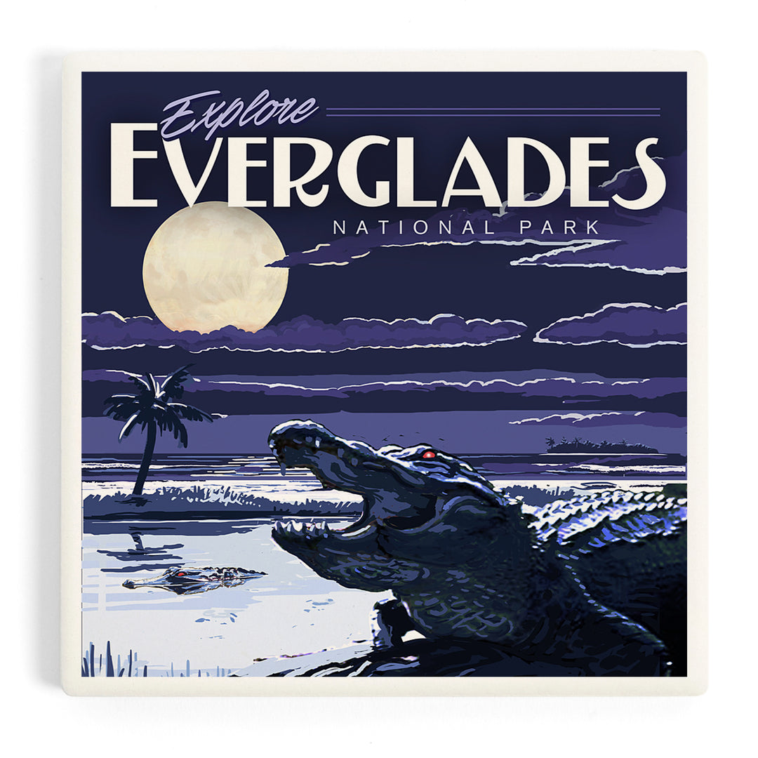 Everglades National Park, Night Alligator, Painterly Series, Coasters