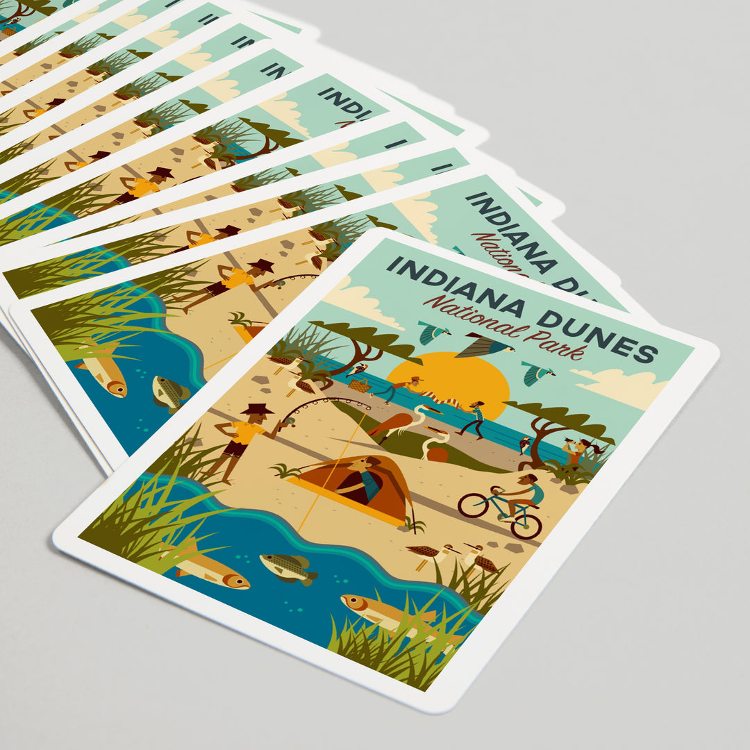 Playing Cards, Indiana Dunes National Park, Indiana, Geometric National Park Series, 52 Card Deck with Jokers in Box, Unique Art