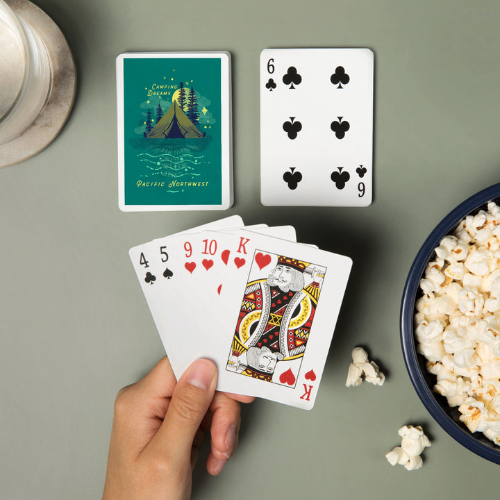 Playing Cards, Pacific Northwest, Lake Life Series, Camping Dreams, 52 Card Deck with Jokers in Box, Unique Art