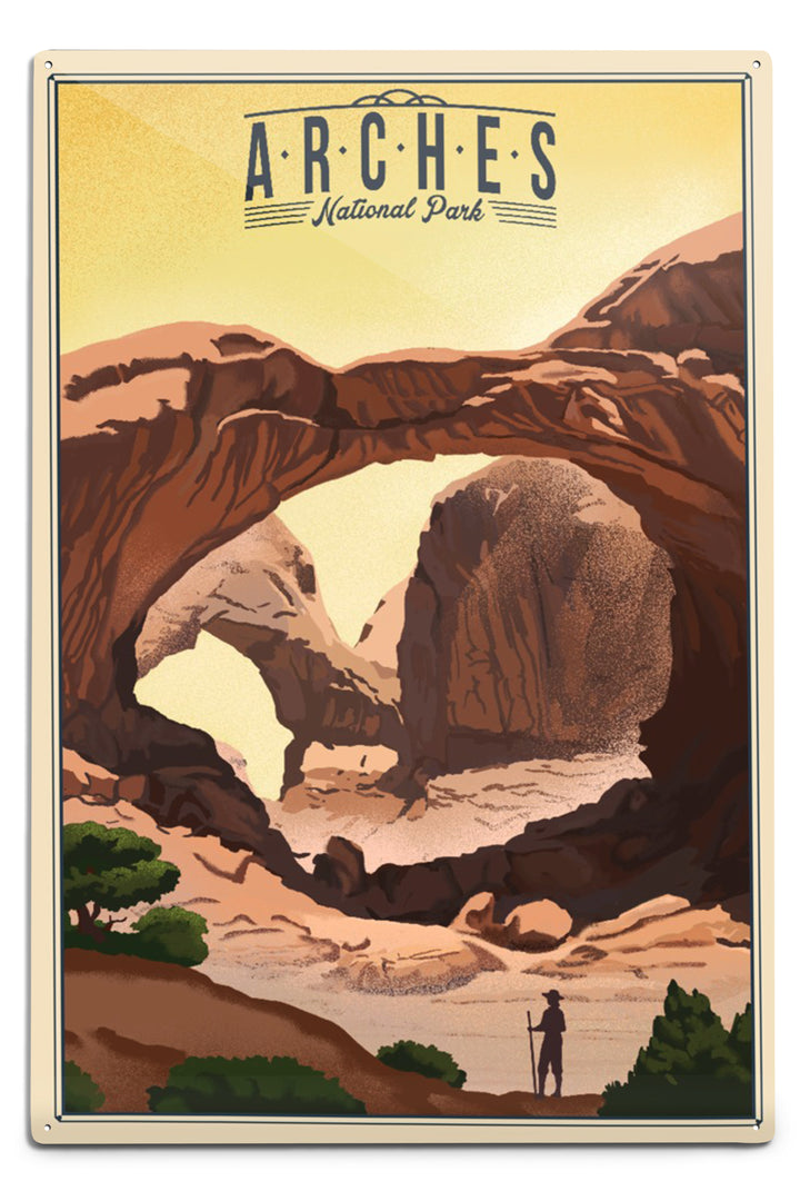 Arches National Park, Utah, Double Arch, Litho, Metal Signs