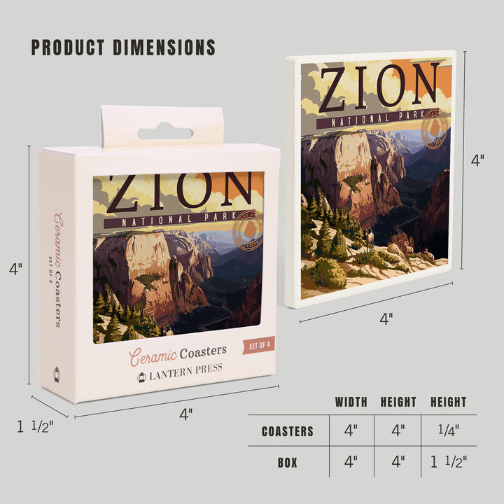 Zion National Park, Zion Canyon Sunset, Typography, Coasters