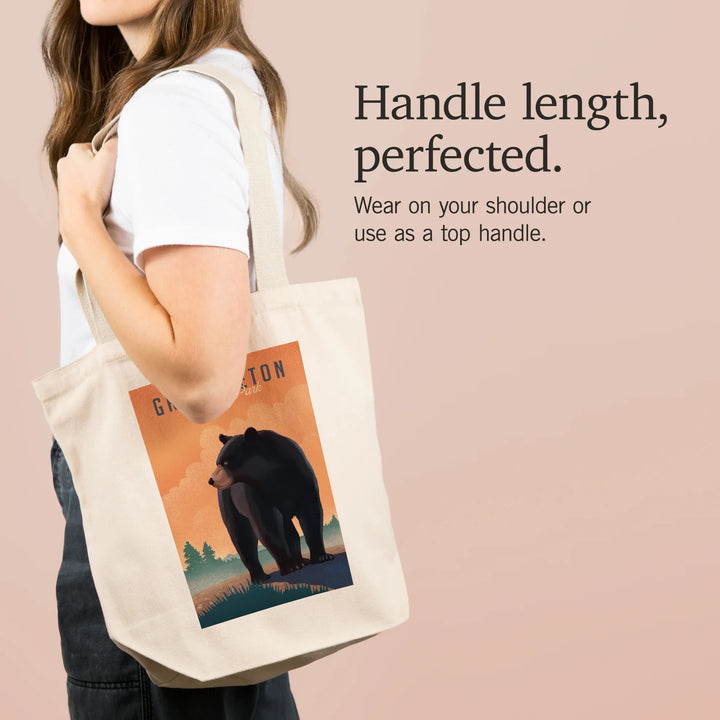 Grand Teton National Park, Wyoming, Lithograph, Black Bear, Tote Bag