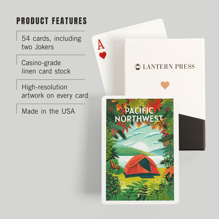 Playing Cards, Pacific Northwest, Peek That View, Tent Camping, Fall Colors, 52 Card Deck with Jokers in Box, Unique Art