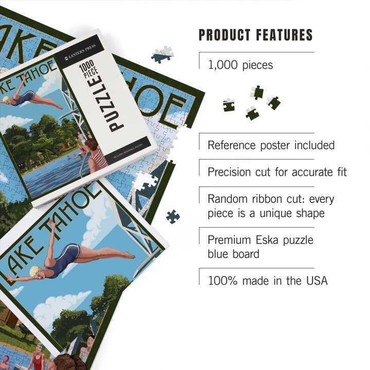 Lake Tahoe, Woman Diving and Lake, Jigsaw Puzzle