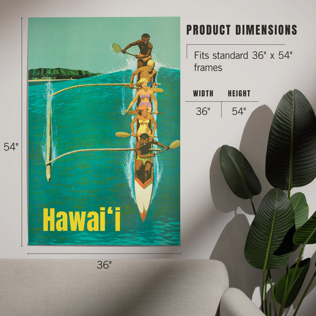 Hawaii, Outrigger Wave, Art & Giclee Prints