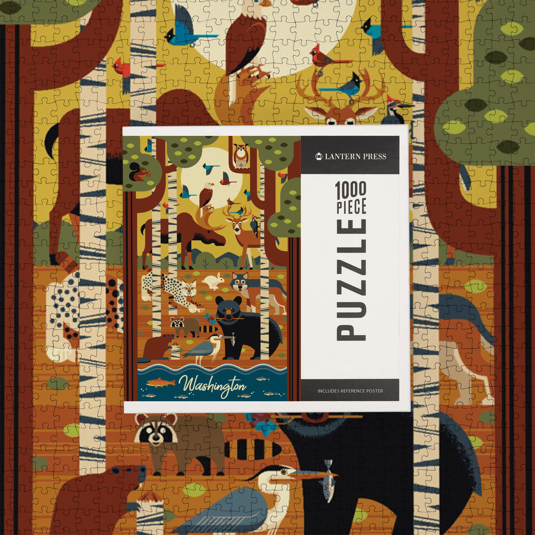 Washington, Geometric, Forest Animals, Jigsaw Puzzle