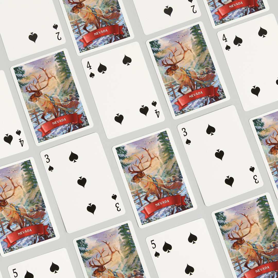 Playing Cards, Nevada, Sleigh Ride, 52 Card Deck with Jokers in Box, Unique Art