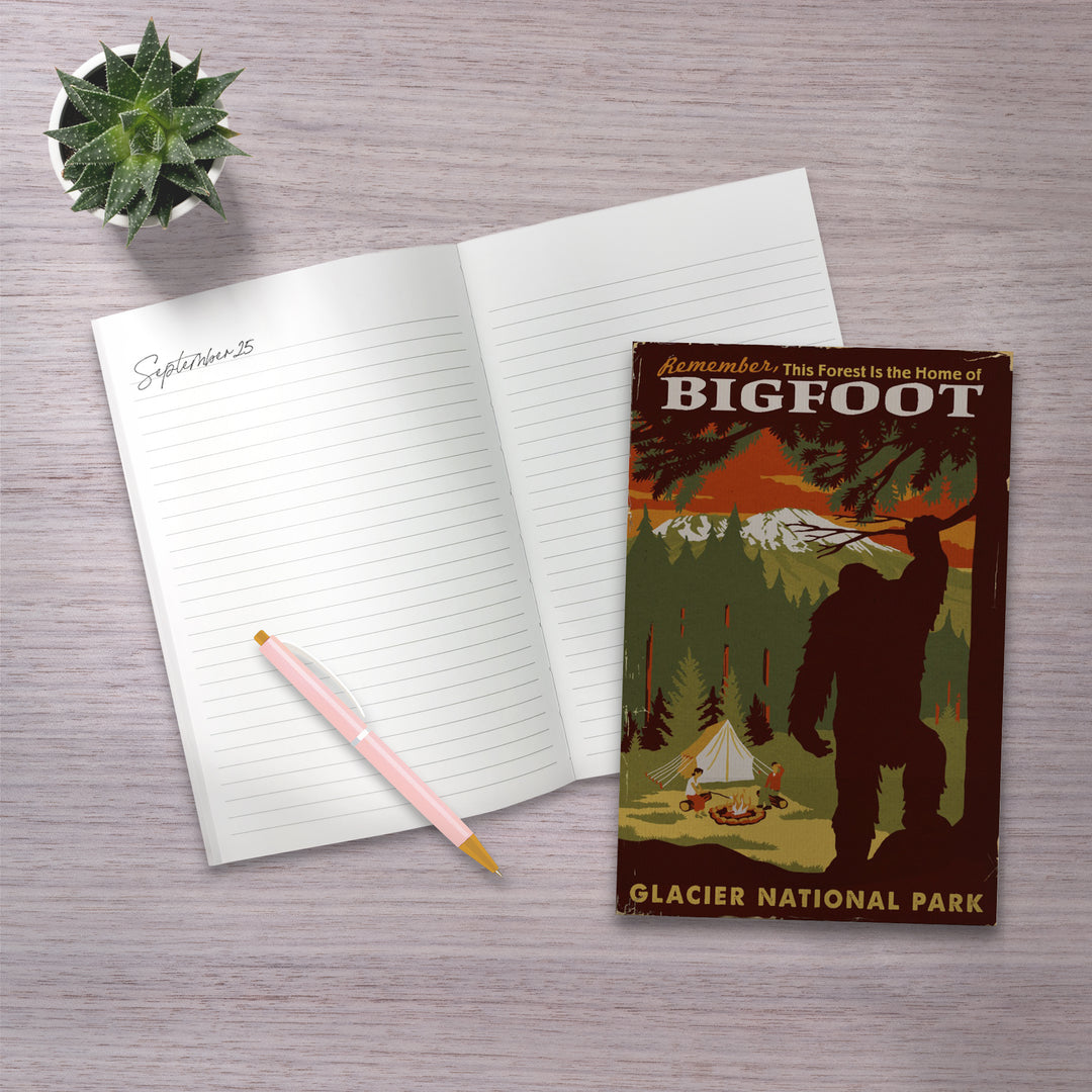 Lined 6x9 Journal, Glacier National Park, Montana, Home of Bigfoot, Lay Flat, 193 Pages, FSC paper