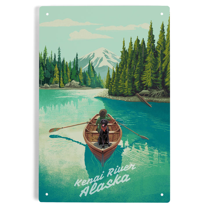 Kenai River, Alaska, Quiet Explorer, Boating, Mountain, Metal Signs - Lantern Press