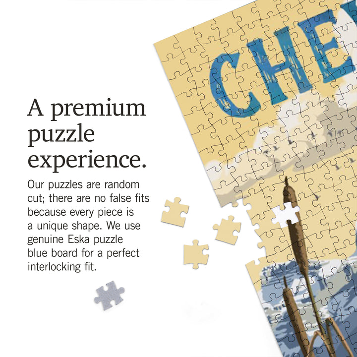 Chewelah, Washington, Painterly, Moose, Mountain, and Marsh, 1000 Piece Jigsaw Puzzle