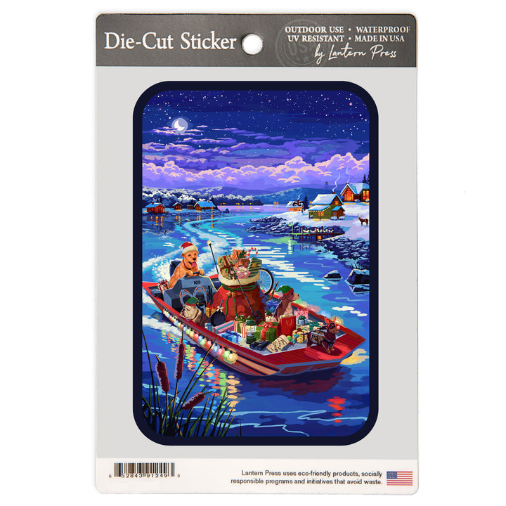 Happy Howlidays Painterly Santa Dog and Helpers, Vinyl Sticker