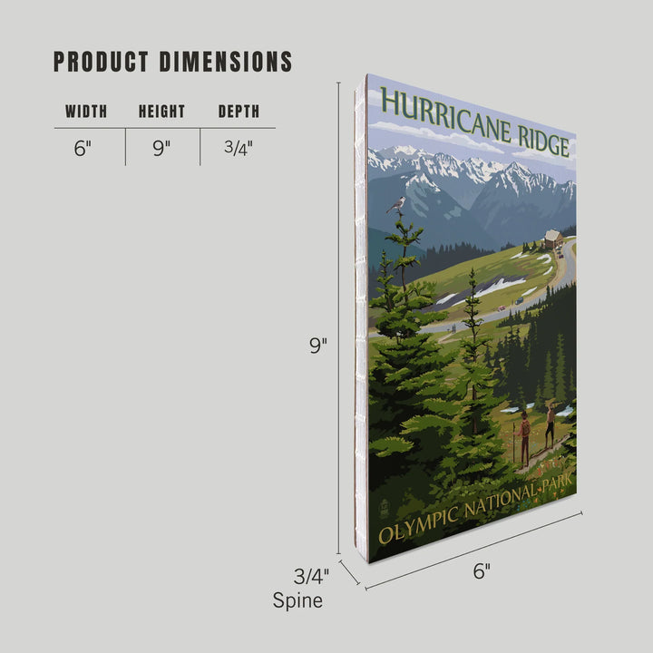 Lined 6x9 Journal, Olympic National Park, Washington, Hurricane Ridge and Hikers, Lay Flat, 193 Pages, FSC paper