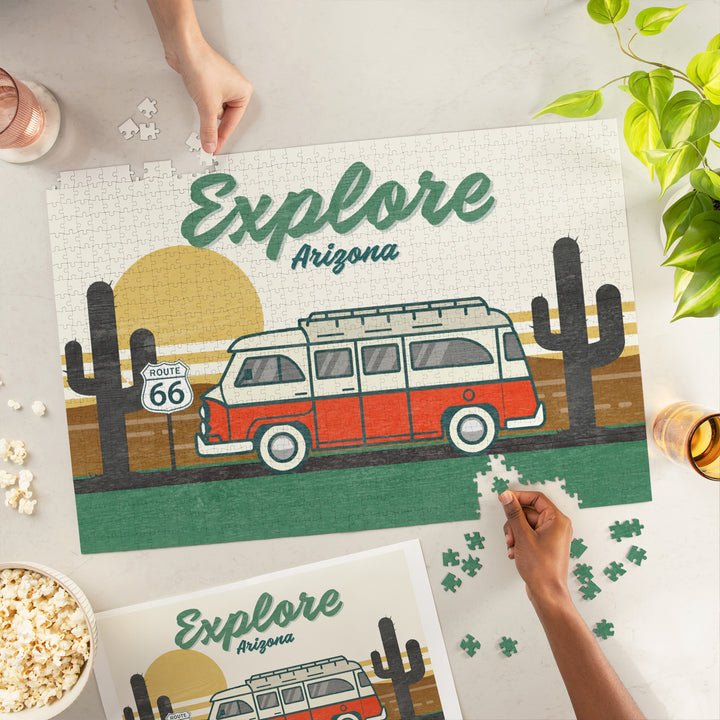 Explore, Arizona, Route 66, The Mother Road, Camper Van, Jigsaw Puzzle