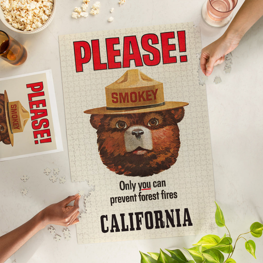 California, Smokey Bear, Only You Can Prevent Forest Fires, Officially Licensed Vintage Poster, 1000 piece jigsaw puzzle