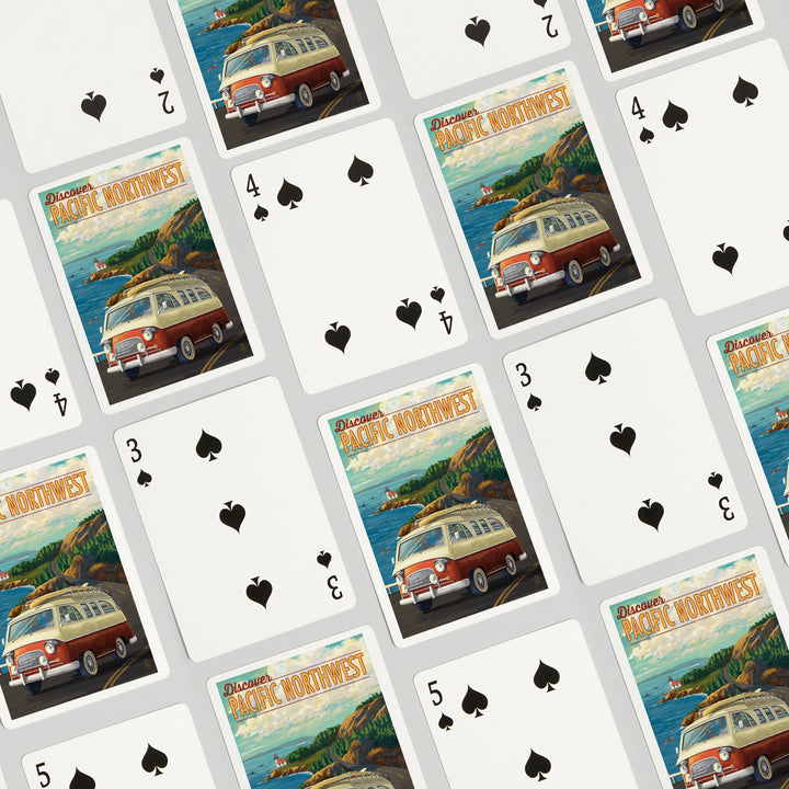 Playing Cards, Pacific Northwest, LP Camper Van, 52 Card Deck with Jokers in Box, Unique Art