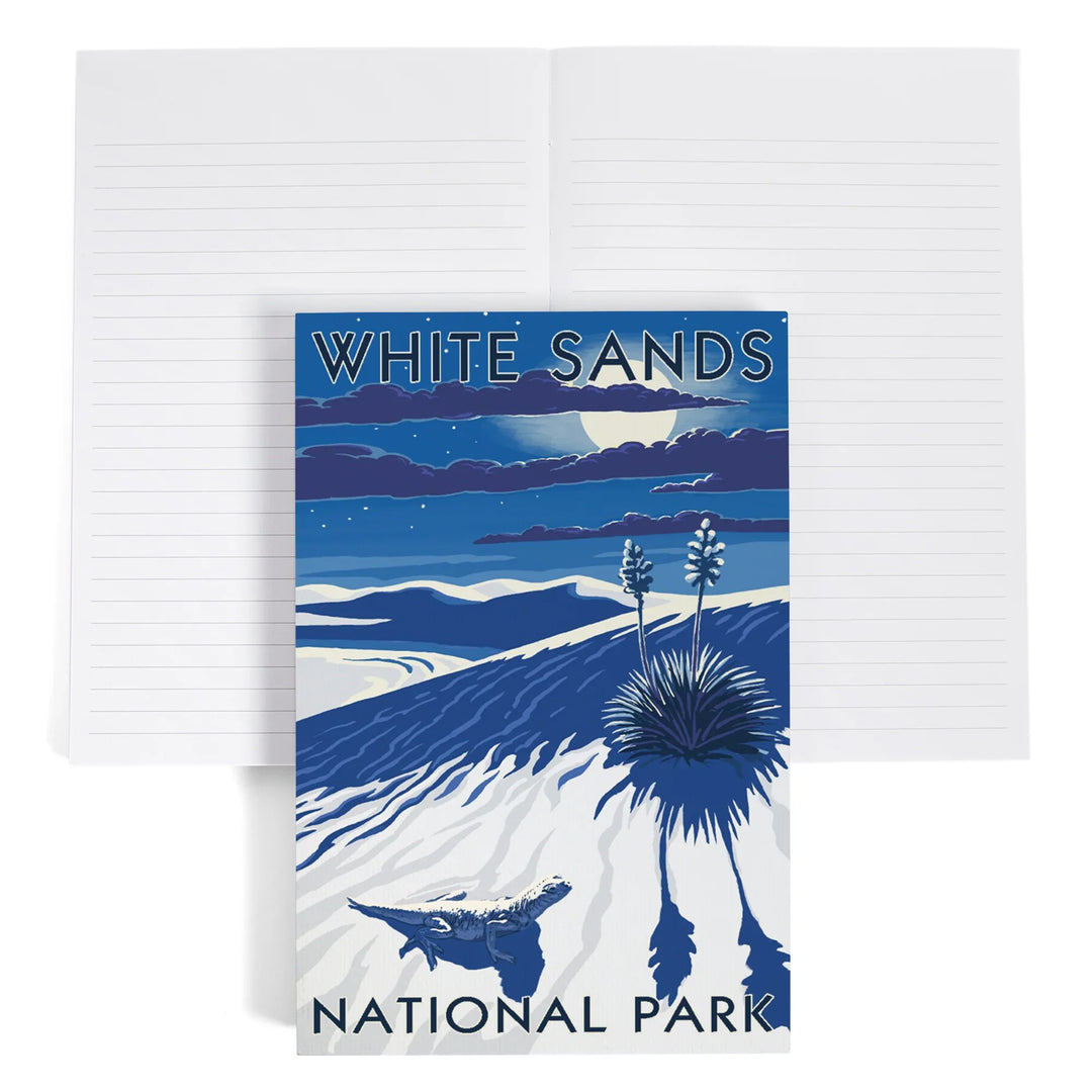 Lined 6x9 Journal, White Sands National Park, New Mexico, Night Scene, Lay Flat, 193 Pages, FSC paper