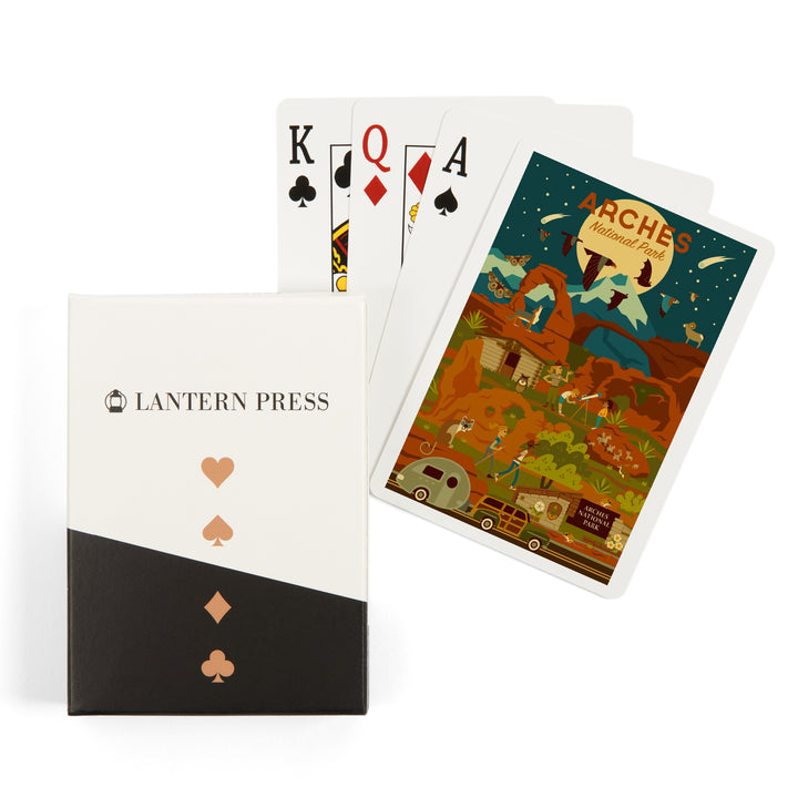 Playing Cards, Arches National Park, Utah, Geometric National Park Series, Night Scene, 52 Card Deck with Jokers in Box, Unique Art