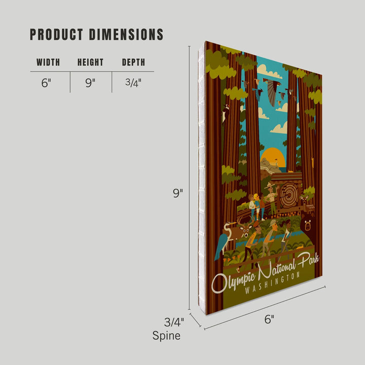 Lined 6x9 Journal, Olympic National Park, Washington, Geometric National Park Series, Lay Flat, 193 Pages, FSC paper