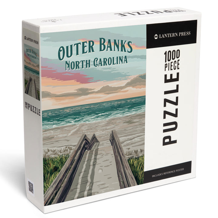 Outer Banks, North Carolina, Beach Entrance, Painterly, 1000 Piece Jigsaw Puzzle