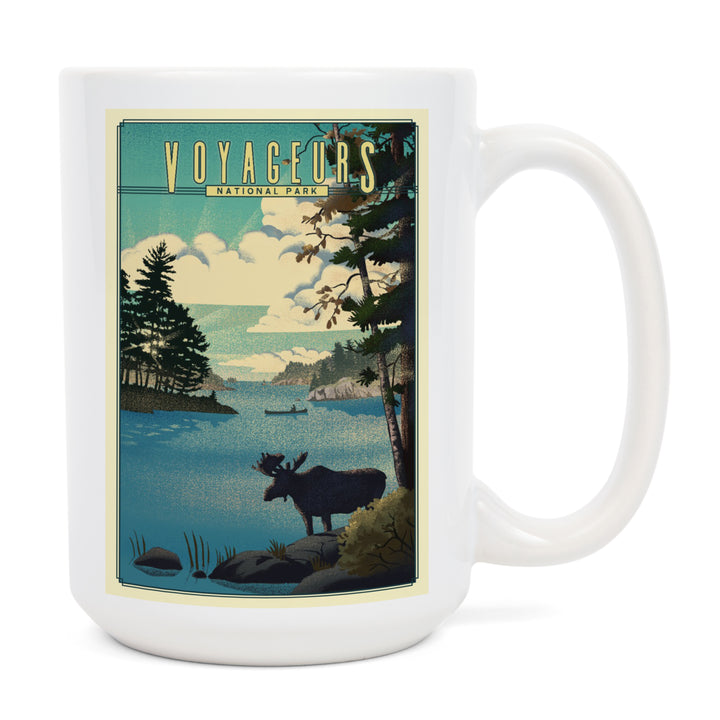 Voyageurs National Park, Minnesota, Lithograph National Park Series, Lantern Press Artwork, Ceramic Mug