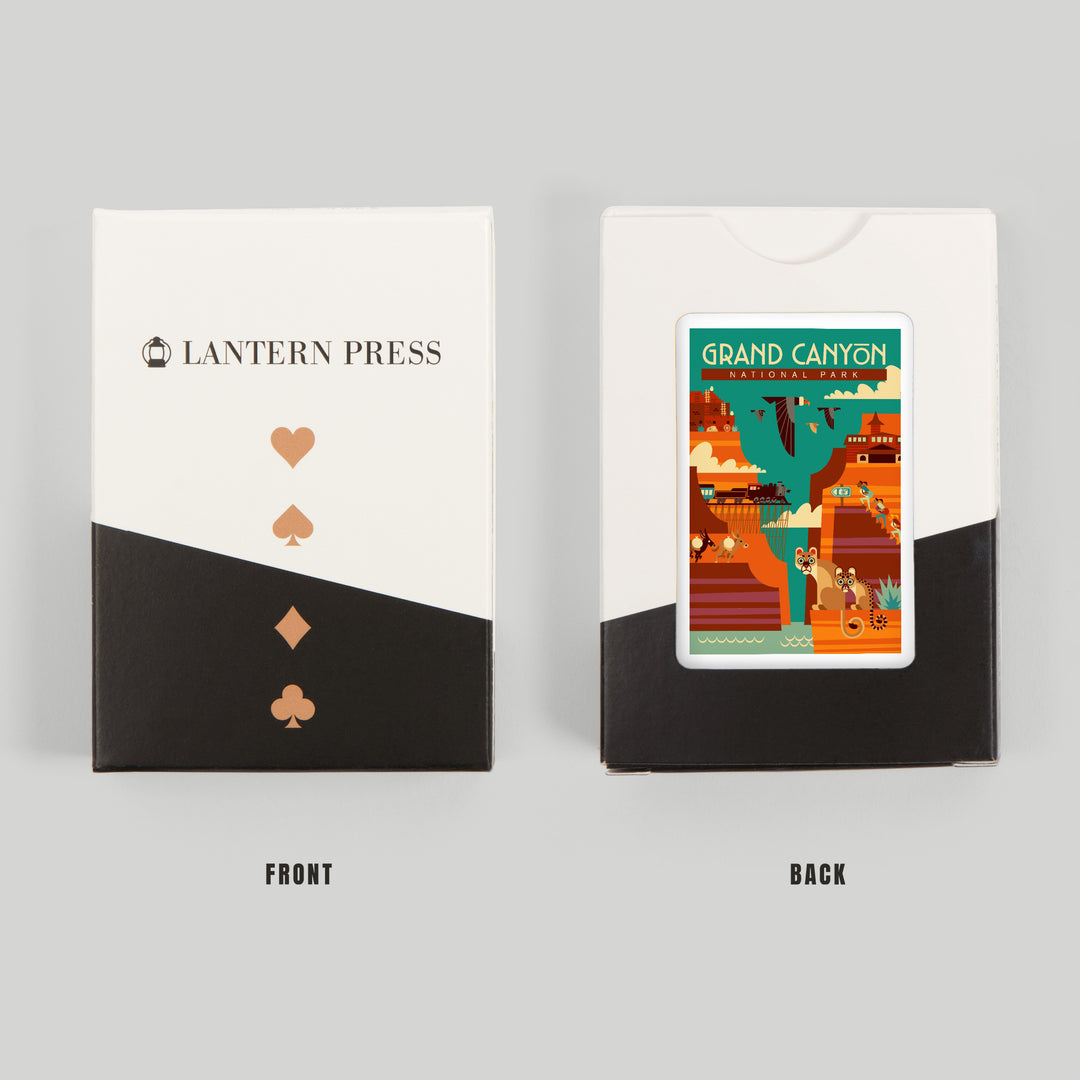 Playing Cards, Grand Canyon National Park, Arizona, Geometric, Simple Day Scene, 52 Card Deck with Jokers in Box, Unique Art