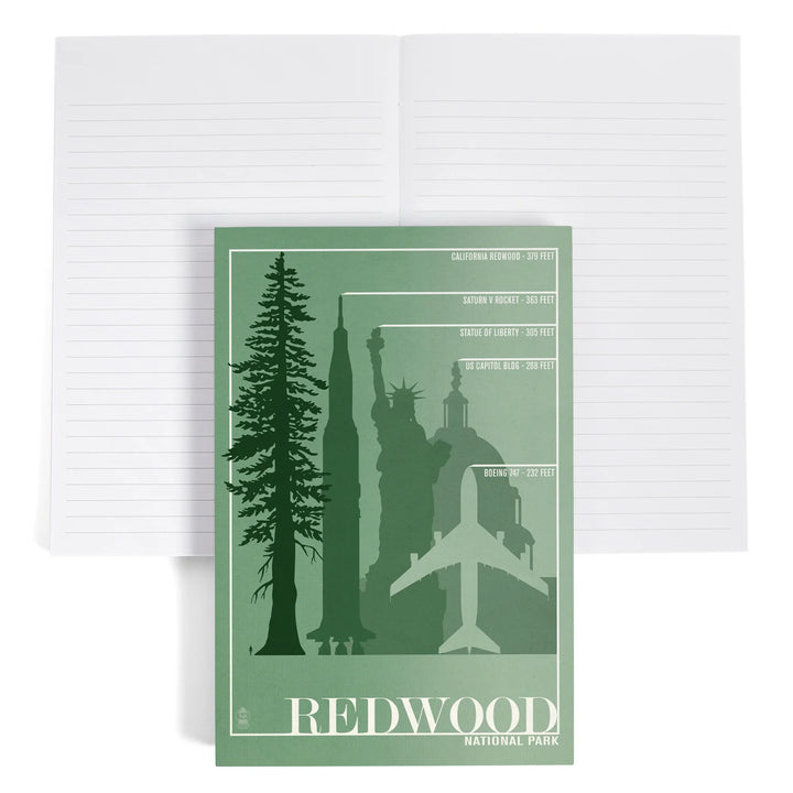 Lined 6x9 Journal, Redwood National Park, Redwood Relative Sizes, Lay Flat, 193 Pages, FSC paper