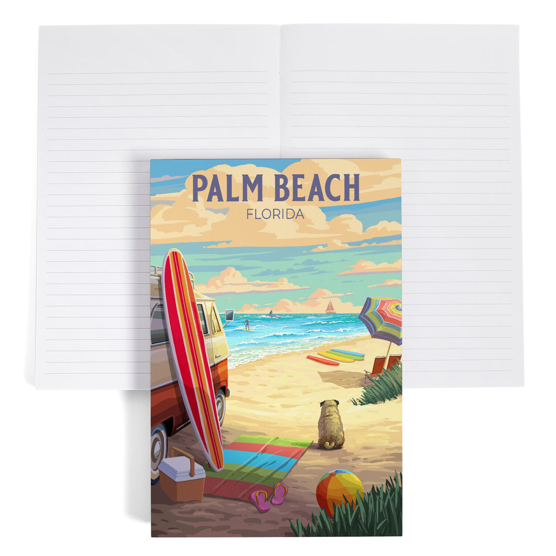 Lined 6x9 Journal, Palm Beach, Florida, Beach Activities, Painterly, Lay Flat, 193 Pages, FSC paper