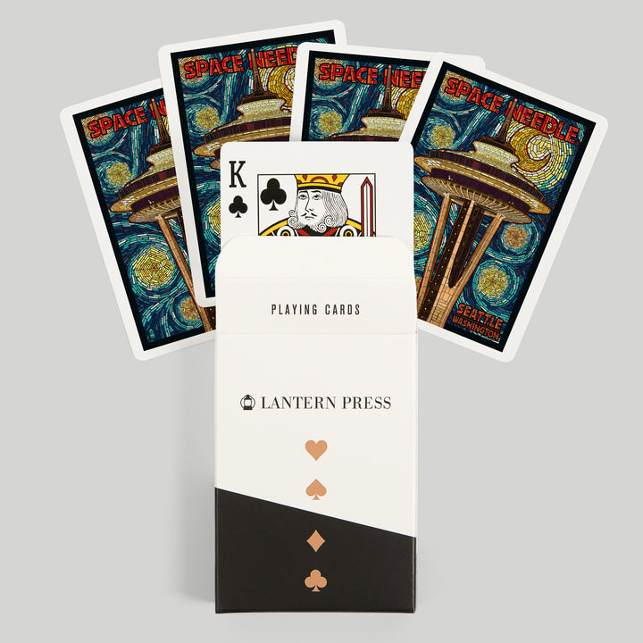 Playing Cards, Seattle, Washington, Space Needle Mosaic, 52 Card Deck with Jokers in Box, Unique Art